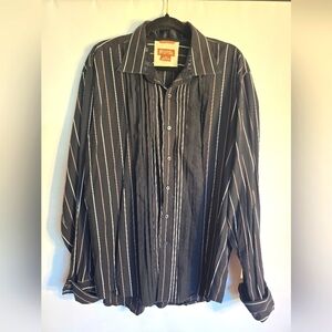 VTG MICHEAL MICHEAL KORS MEN'S SHIRT BLACK/WHITE RED STRIPE PLEATED SIZE XXL